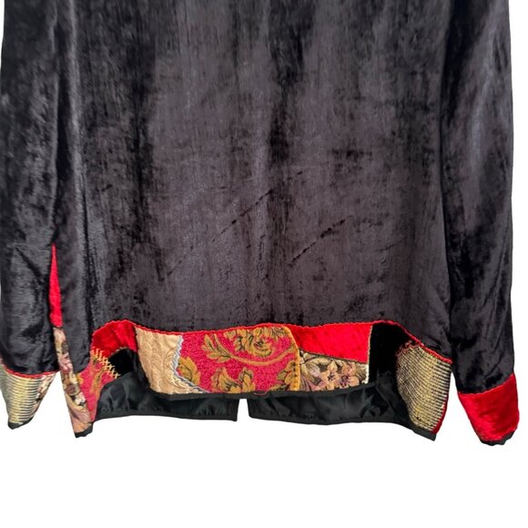 Vintage Allure Patchwork Blazer Jacket Size M Black Multi Long Sleeves Blazer - Picture 11 of 12
